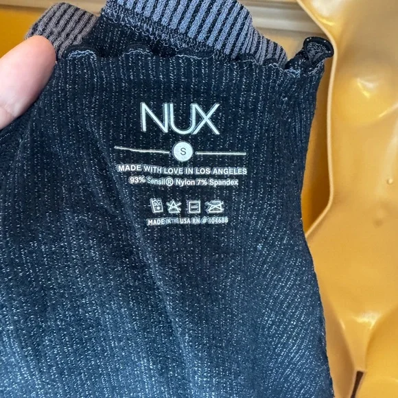 NUX Ribbed Black and Gray Turtleneck Sweater - Picture 7 of 7